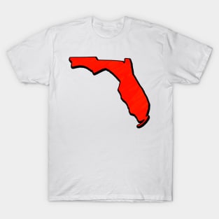 Bright Red Florida Outline T-Shirt